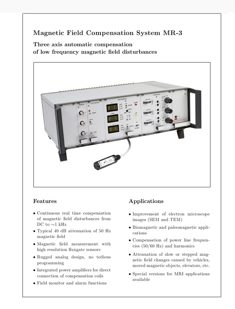 Magnetic Field Compensation System MR-3化學(xué)分析儀器/電子顯微鏡消磁器
